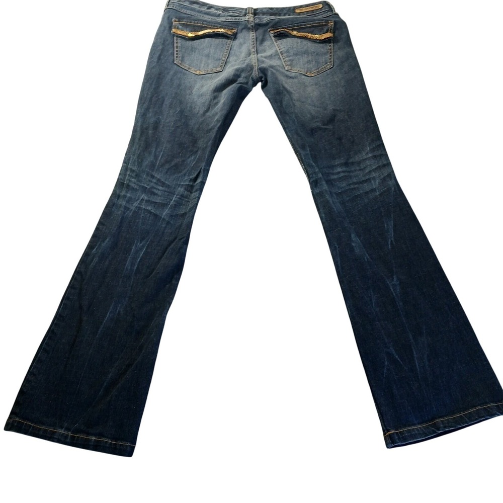 Express Embellished Bootcut‎ Jeans Denim Sz 6 Mid Rise Flare Rhinestone Detail